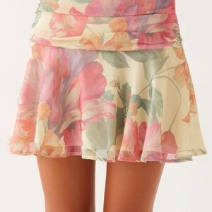 Peppermayo Floral Mini Skirt - Pink and Cream